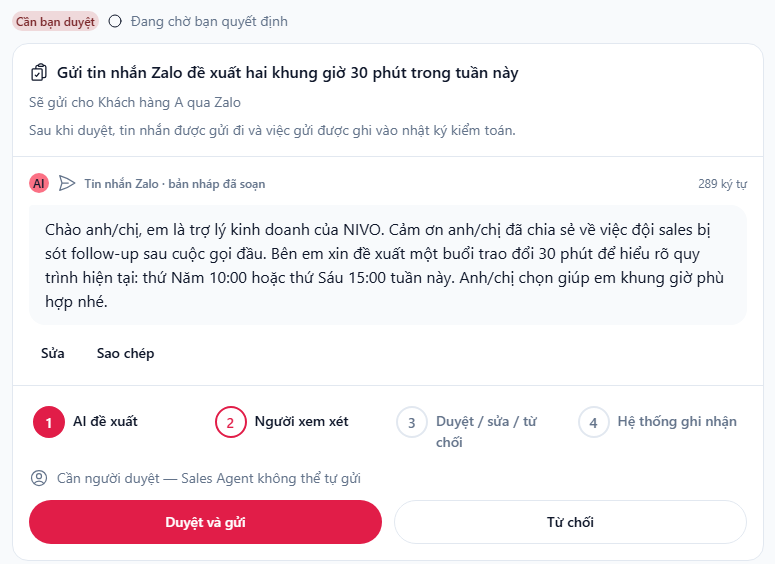 Thẻ duyệt: bản nháp của AI chờ chủ doanh nghiệp