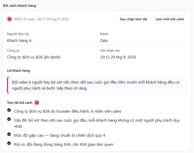 Trang khách hàng với bối cảnh tóm tắt và lịch sử